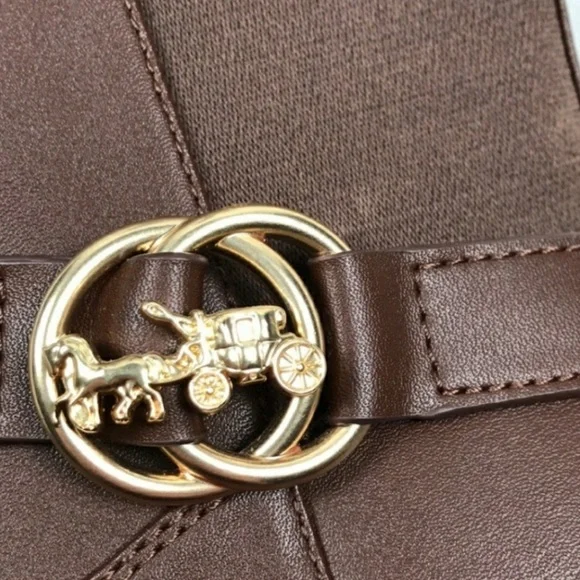 COACH Farrah Brown Wide Calf Riding Boots leather knee - Picture 3 of 5